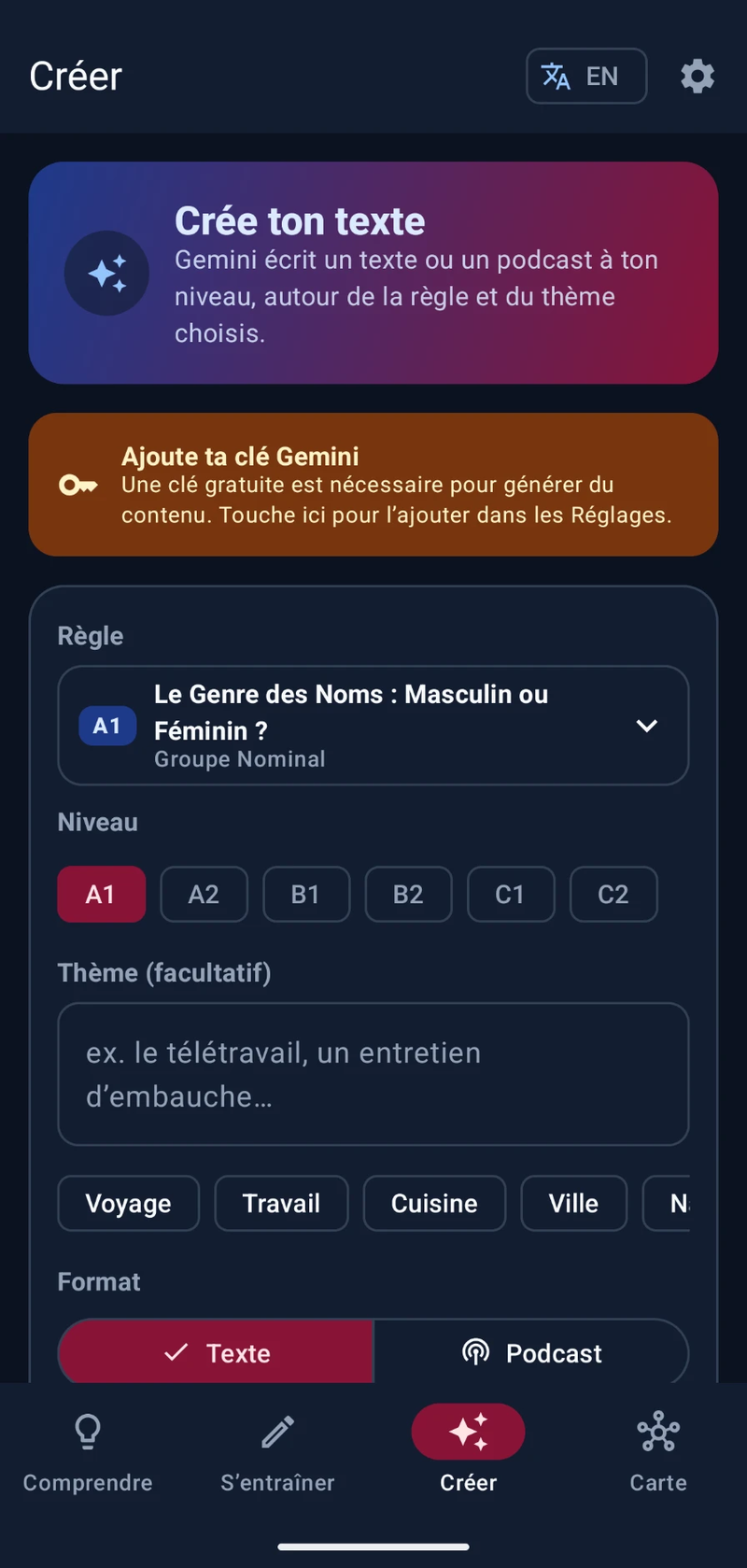Create a text or podcast