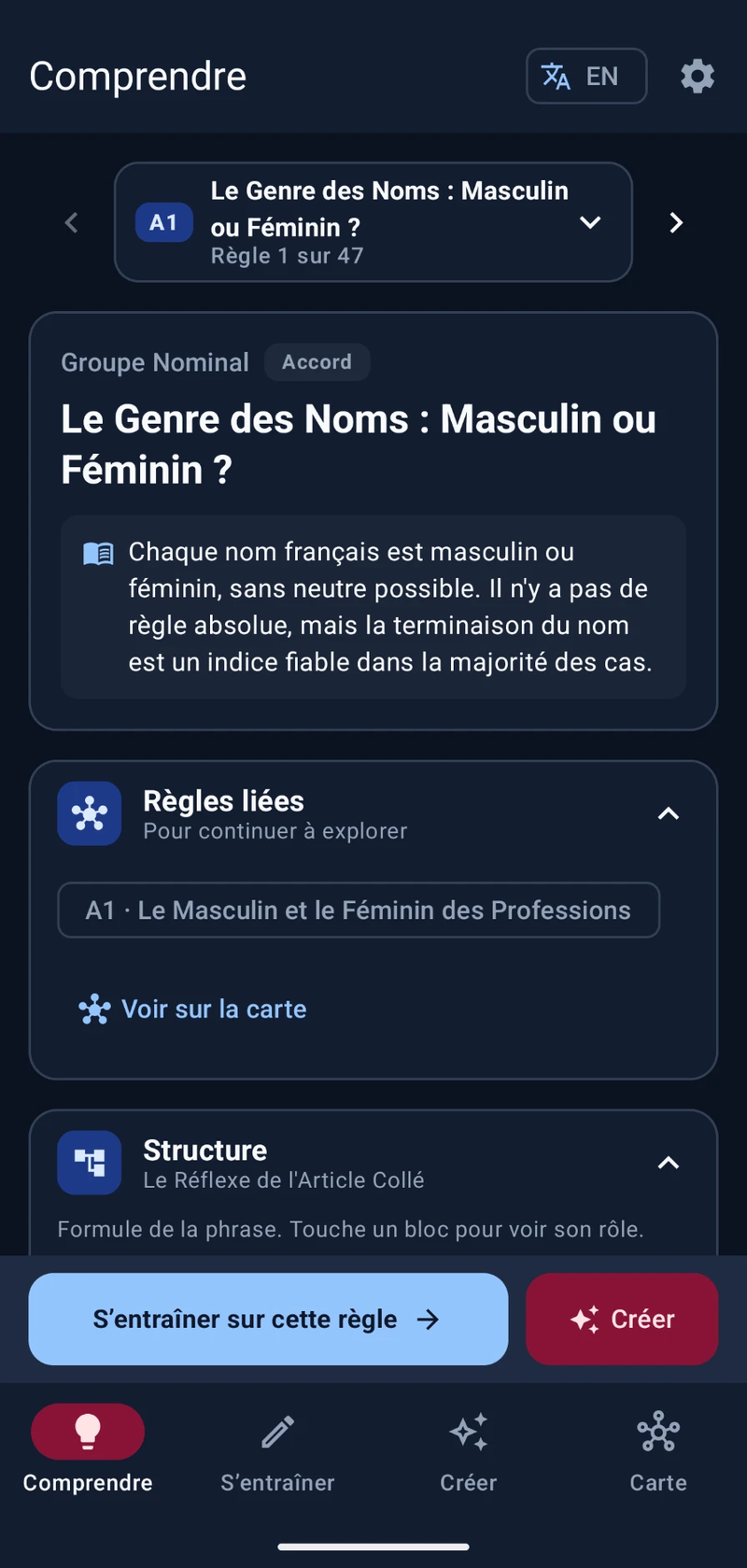 Comprendre rule screen